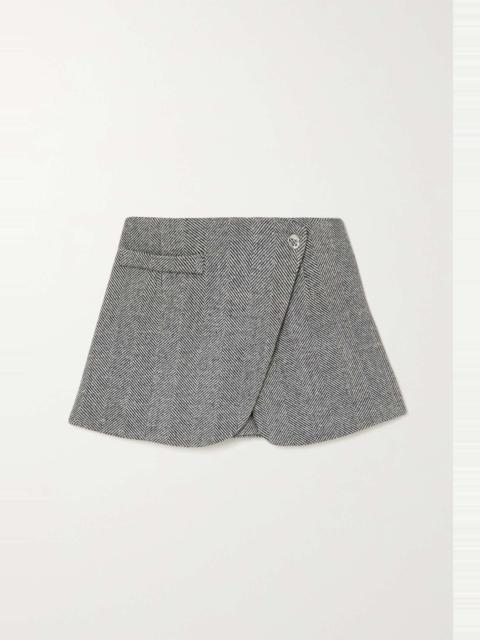 COPERNI Checked metallic tweed mini wrap skirt