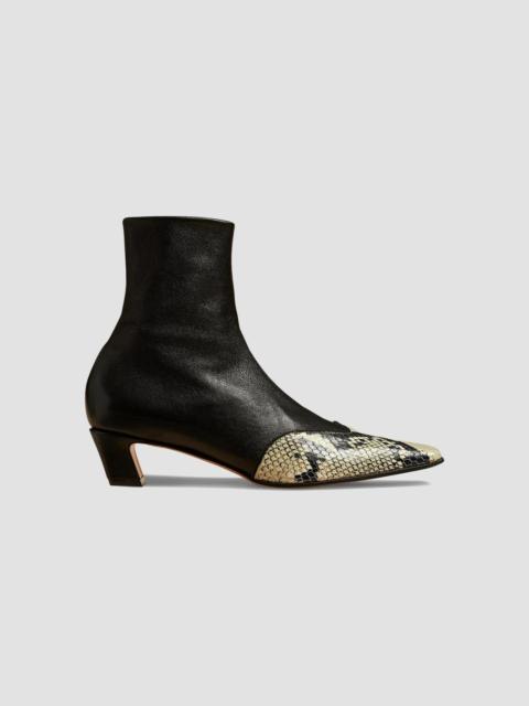 KHAITE Women's Nevada 40MM Snake-Embossed Leather Ankle Boots - Black Natural