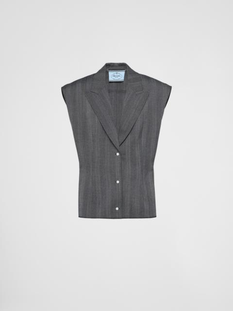 Prada Single-breasted pinstripe wool vest
