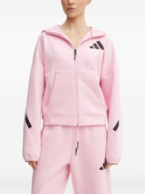 adidas logo-detail zip-up hoodie