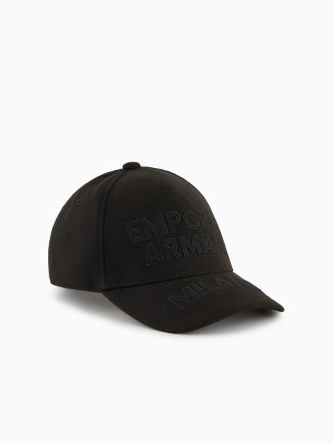 EMPORIO ARMANI Cloth baseball cap with Emporio Armani Milano embroidery