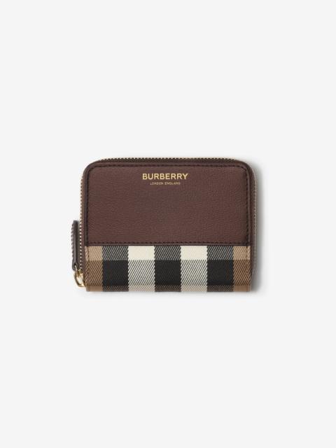 Burberry Small Check and Leather Zip Wallet