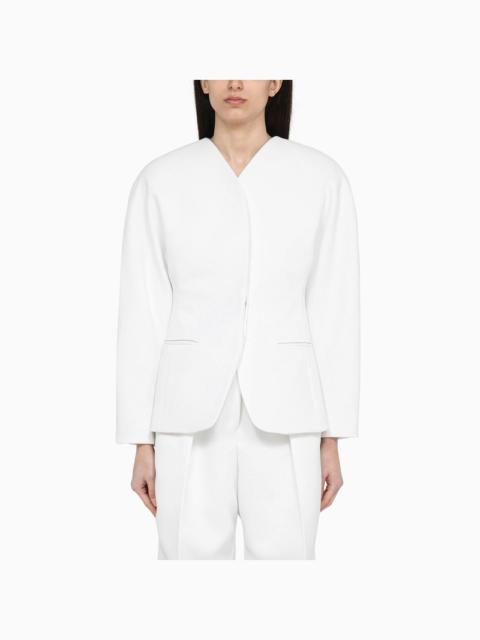 JACQUEMUS Ovalo single-breasted white jacket