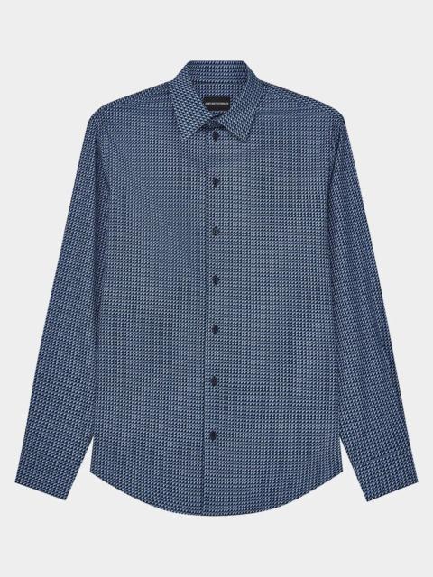 EMPORIO ARMANI Men's Geometric Cotton-Stretch Sport Shirt
