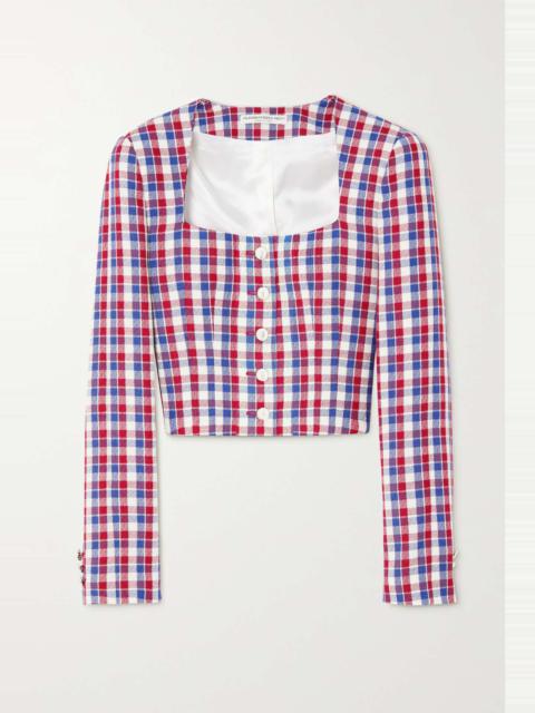 Alessandra Rich Cropped checked tweed jacket