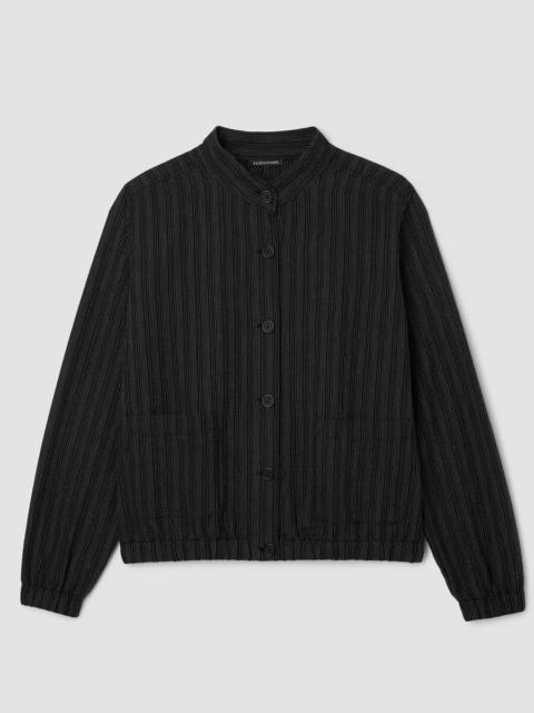 EILEEN FISHER Cotton Blend Stripe Stitch Flight Jacket
