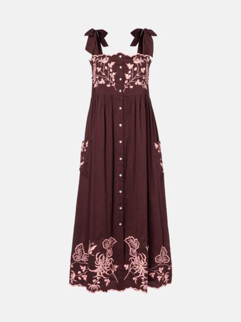 juliet dunn Embroidered cotton midi dress