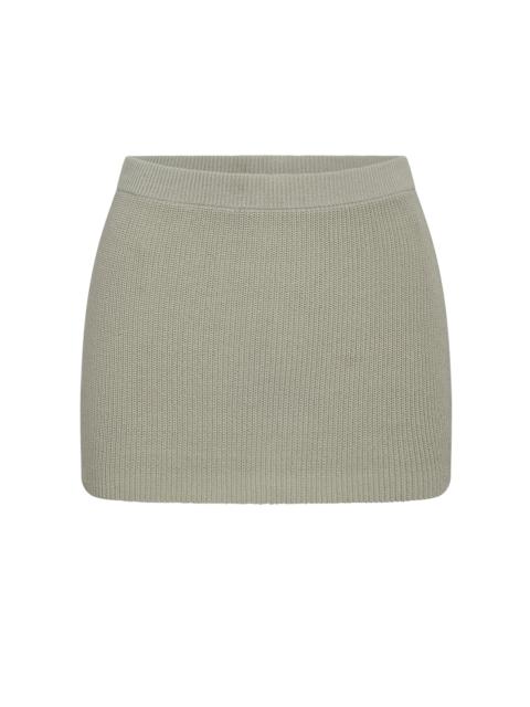 Kivu Ribbed-Knit Cotton-Blend Mini Skirt green