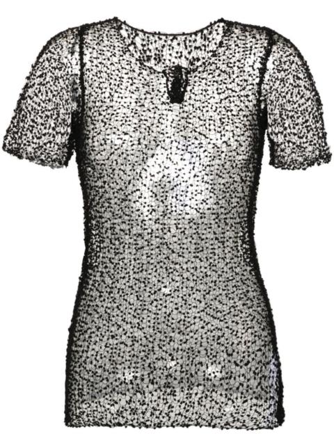 Maison Margiela dot-embroidered semi-sheer top