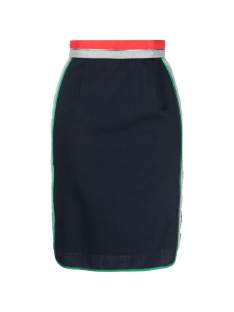 stripe-waistband knee-length skirt
