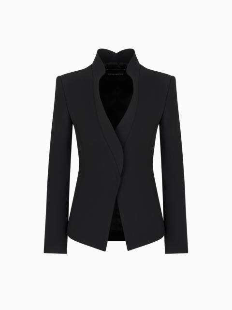 EMPORIO ARMANI Crêpe cady 재킷 - ruffle-effect contoured 가장자리