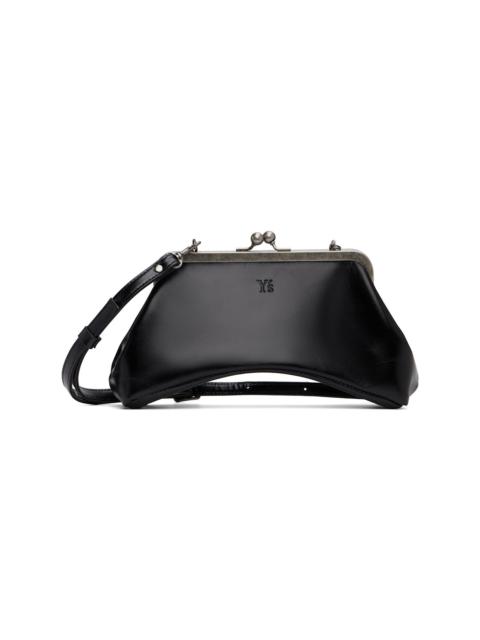 Y's Black Small Glossy Leather Curve Bag