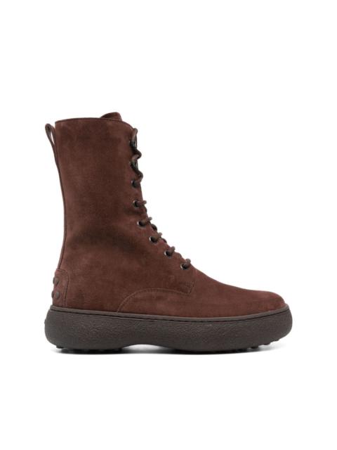 WG lace-up suede ankle boots