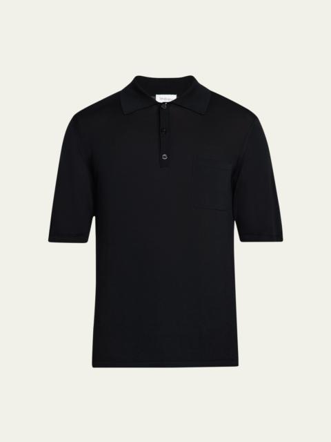 SAINT LAURENT Men's Fine Gauge Wool Polo Shirt