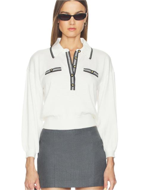 L'AGENCE Malaki 3/4 Sleeve Collared Sweater