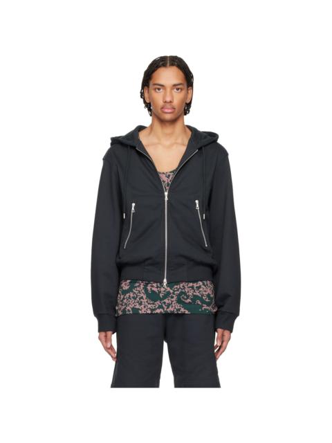Dries Van Noten Black Loose Zipped Hoodie