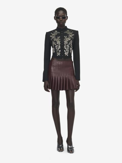 Alexander McQueen Women's Floral Embroidery Cropped Jacket in Black
