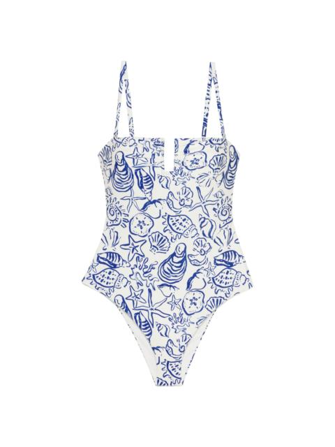 SIMKHAI Women's Ottilie Printed One-Piece Swimsuit - Blueberry Multi