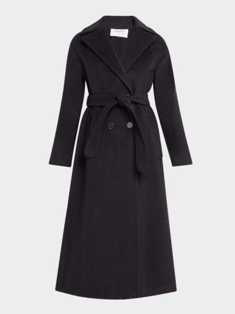 AKRIS Long Double-Breast Belted Wool-Cashmere Coat