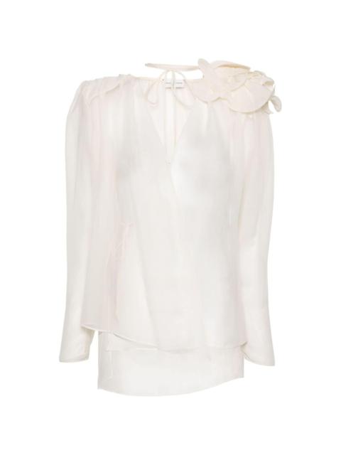 floral-appliquÃ© silk blouse