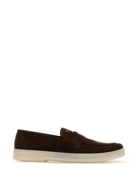 Prada Dark Brown Suede Loafers Moro Mocassini