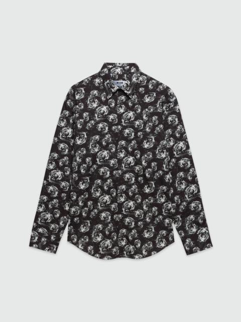 Poplin shirt with "Underground pixelled roses" pattern