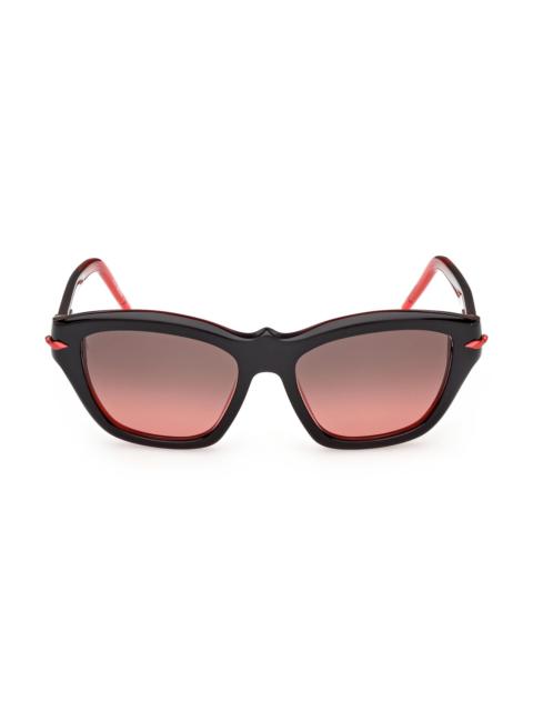 Christian Louboutin Women's Kate 53MM Rectangular Sunglasses - Black Silver