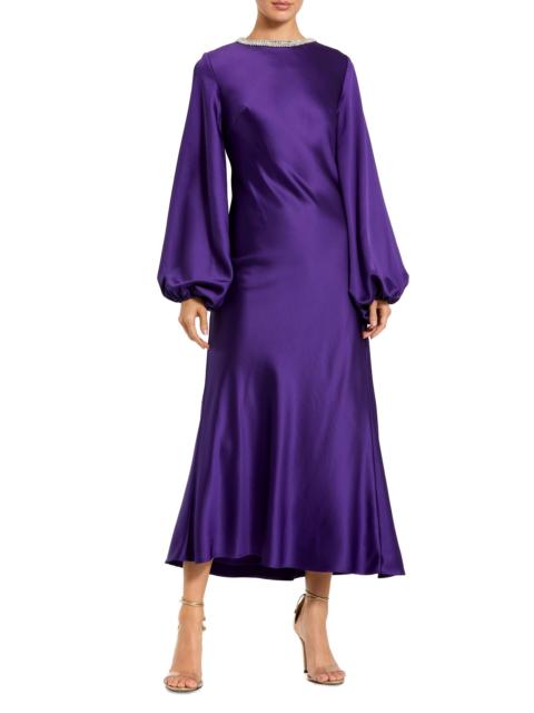 MAC DUGGAL Women's Ieena Bias-Cut Satin Midi-Dress - Royal Purple