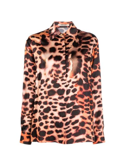 silk leopard print blouse