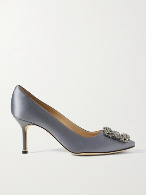 Manolo Blahnik Hangisi 70 Crystal-embellished Satin Pumps