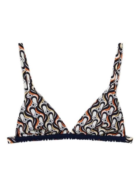 La DoubleJ geometric-print triangle bikini top