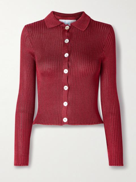 CALLE DEL MAR Cropped Ribbed-knit Cardigan