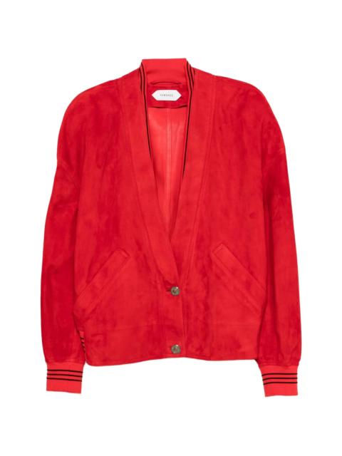 VERSACE Versace Suede-finish Striped-trim Jacket