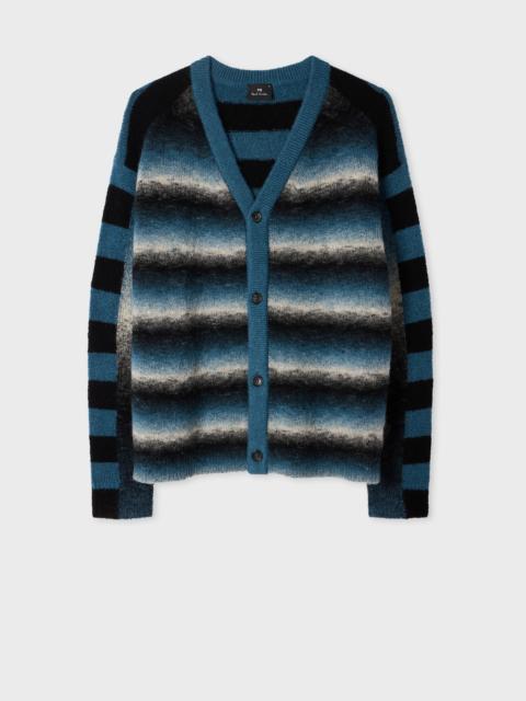 Paul Smith Black and Blue Space-Dye Intarsia Cardigan