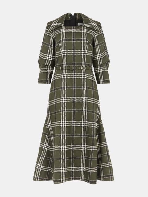 EMILIA WICKSTEAD Arete Dress In Military Green Shetland Tartan