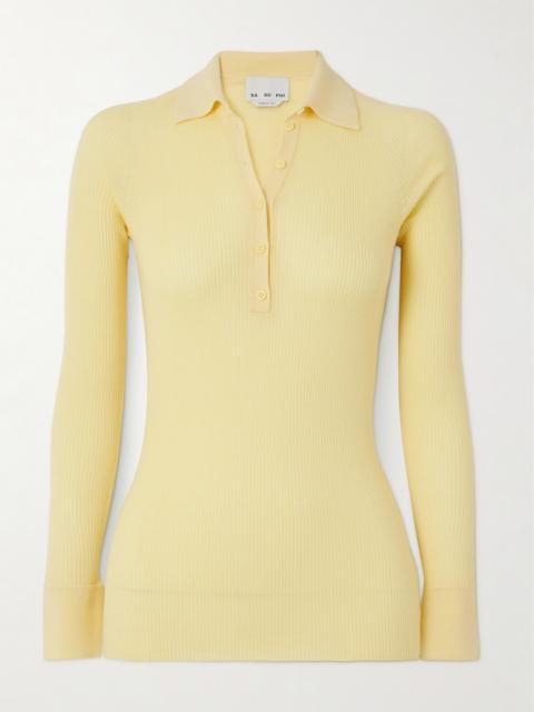 SA SU PHI Ribbed Cashmere And Silk-blend Polo Shirt