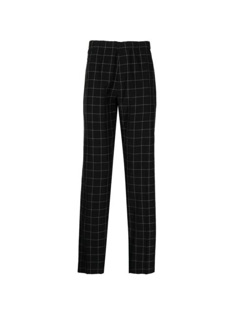 check-pattern silk-blend trousers