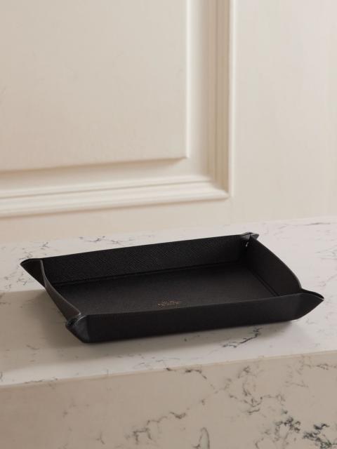 Smythson Panama large textured-leather trinket tray Black