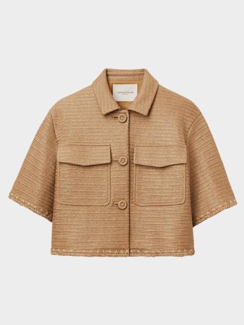 Lafayette 148 New York Raffia-Effect Boxy Cropped Jacket