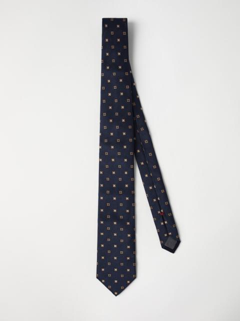 Brunello Cucinelli Silk tie with geometric pattern