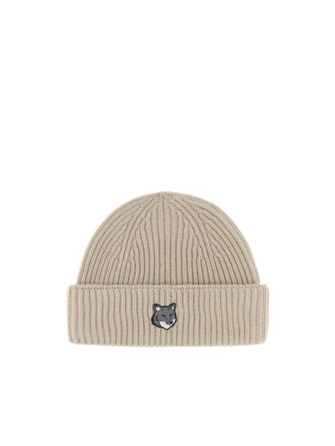 Maison Kitsuné fox-patch ribbed-knit beanie hat
