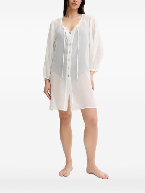 MICHAEL KORS button-front tie-neck top