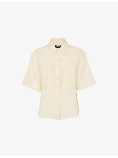 WHISTLES Western Patch-Pocket Short-Sleeve Linen Shir