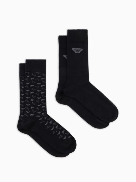 EMPORIO ARMANI Two-pack of socks with op-art jacquard pattern