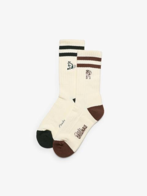 Clarks Originals Originals 2 Pack Socks Green/Cola