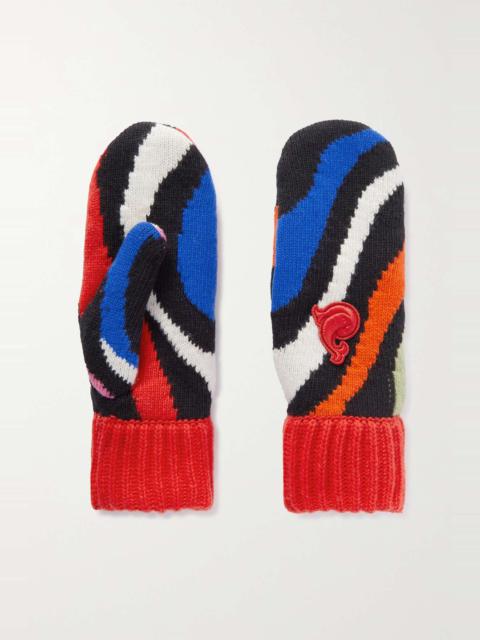 PUCCI Appliquéd wool-jacquard mittens