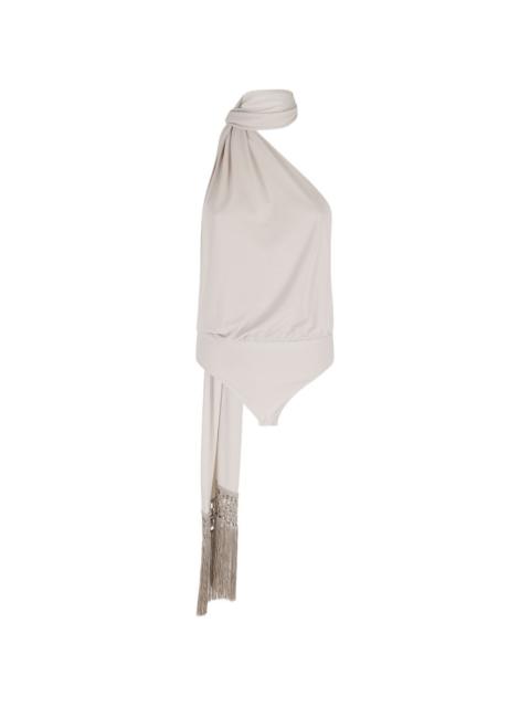 THE ANDAMANE one-shoulder tassel blouse
