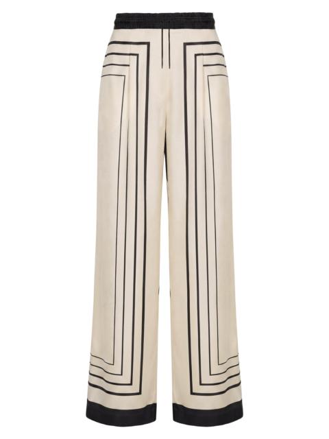 NICHOLAS Women's Sandra Wide-Leg Pants - Ivory Black Scarf