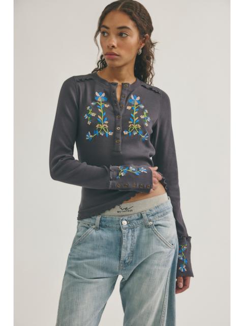 FREE PEOPLE Fleur Embroidered Cuff Henley
