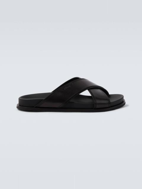 Brioni Criss-Cross leather slides